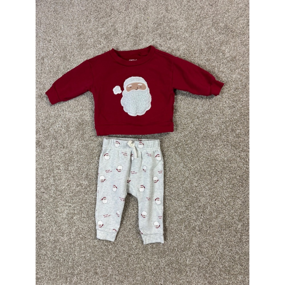Carters Child of Mine Baby Boys Red Santa Sweatshirt and Grey Joggers Set 3-6M